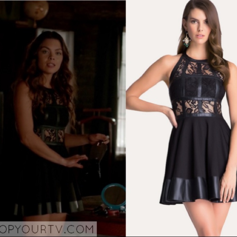 Bebe Fit & Flare T Strap Dress